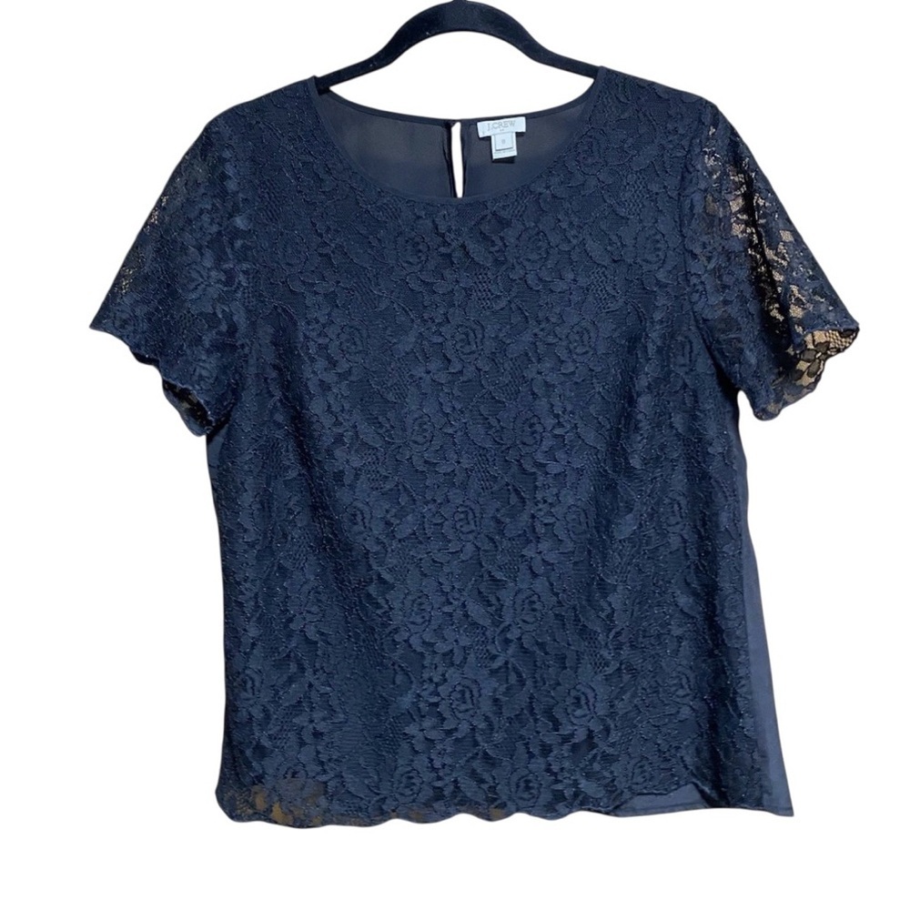 J CREW BLACK LACE OVERLAY TOP - SIZE 8 - EUC - Picture 2 of 8